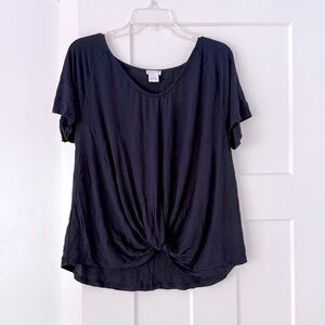 Pret-a-Porter Navy Blue Knot Blouse, Size Large